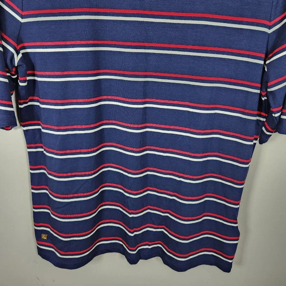Lauren Ralph Lauren Shirt Womens XL Blue Mock Neck Striped Jersey Top Blouse - Picture 4 of 11